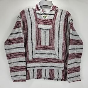 Baja Joe Pullover Striped Hoodie Mens Small S Drug Rug Surf Skate Hippie Boho